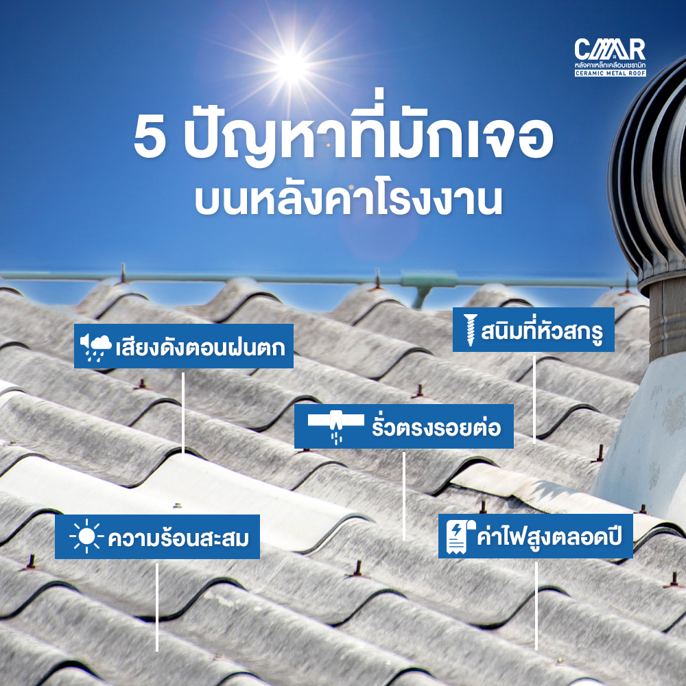 5 ปัญหาที่พบบ่อยบนหลังคาโรงงาน